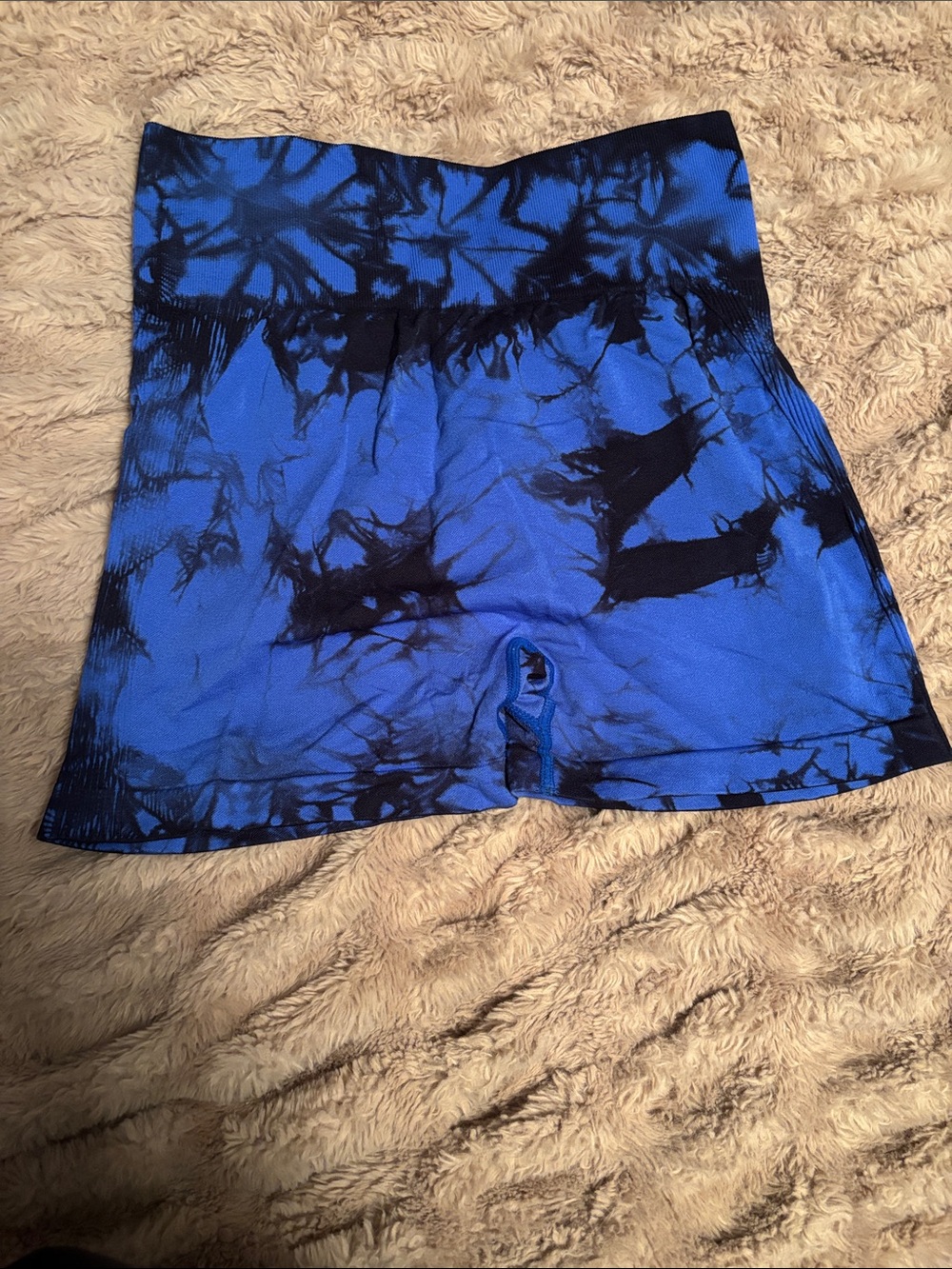 Blue Tie-Dye Women’s High-Waist Active Shorts